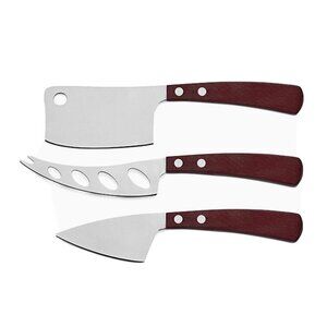 Legnoart CACIO 3 Cheese Knives Set CK-100D with Dark Wood Handle
